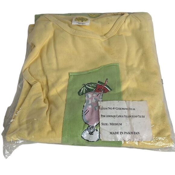 Toast and Jammies Pink lemonade Capri Pajamas Sz.M NWT - Picture 1 of 4